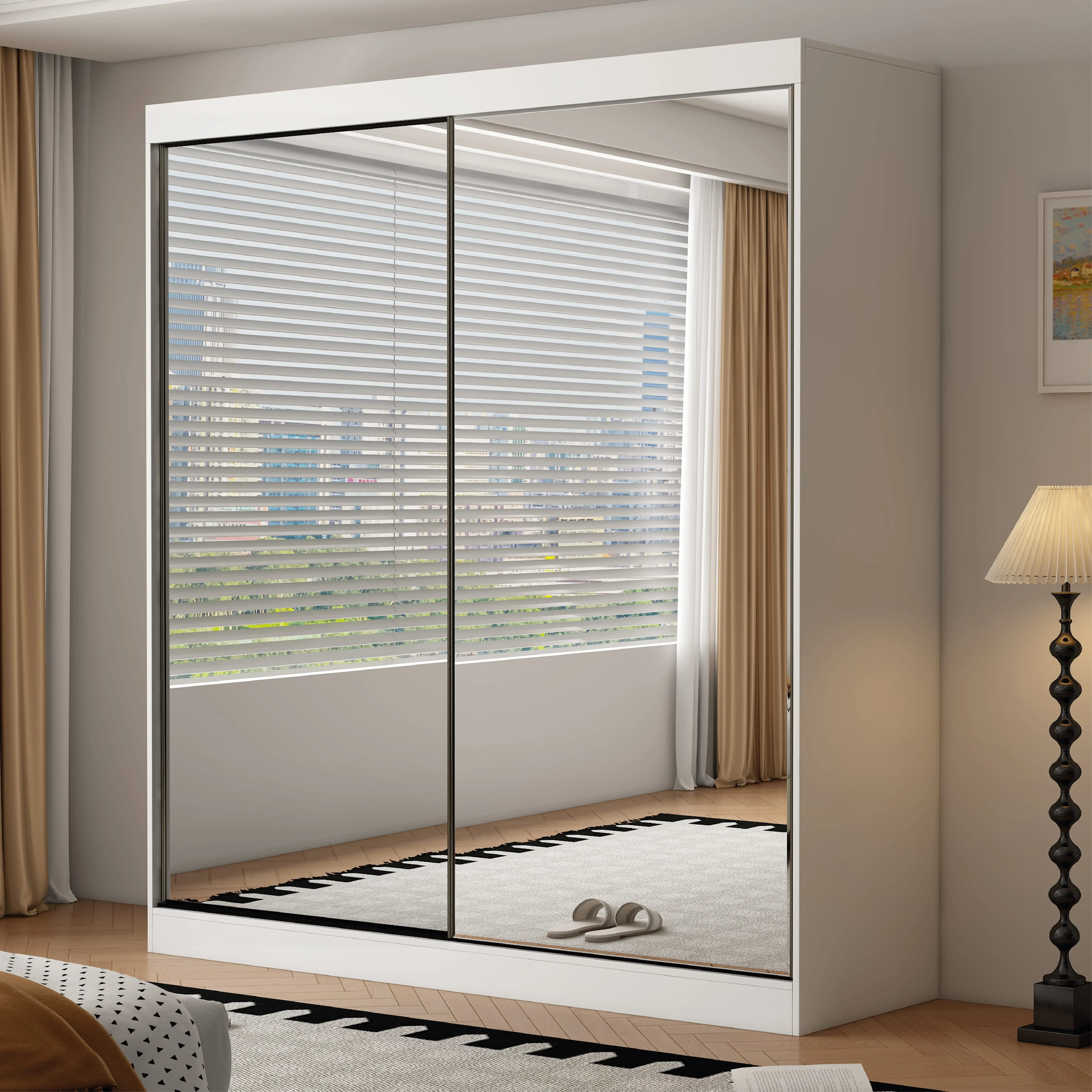 Oracle 2 Door Full Mirror 200CM  sliding wardrobe