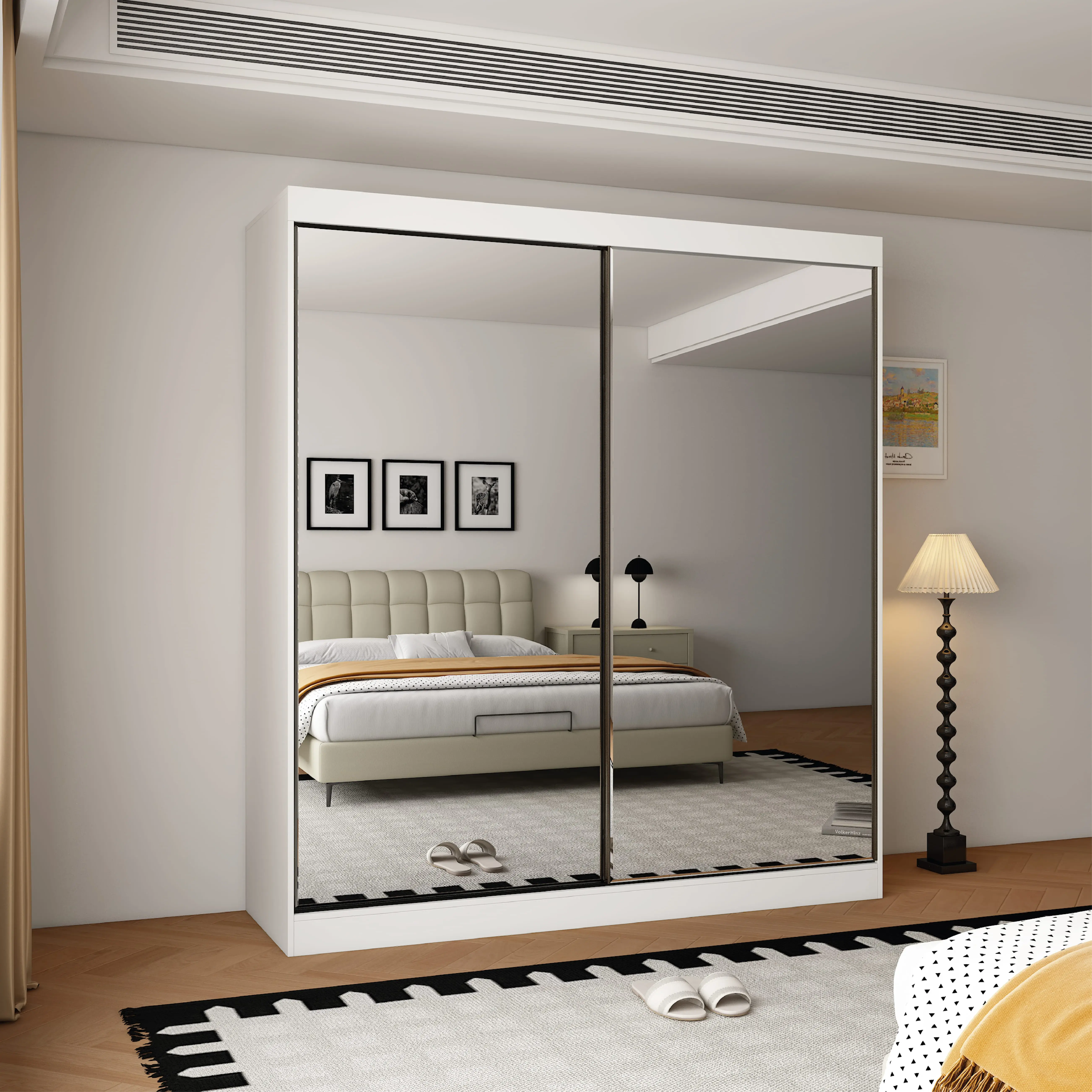 Oracle 2 Door Full Mirror 200CM  sliding wardrobe