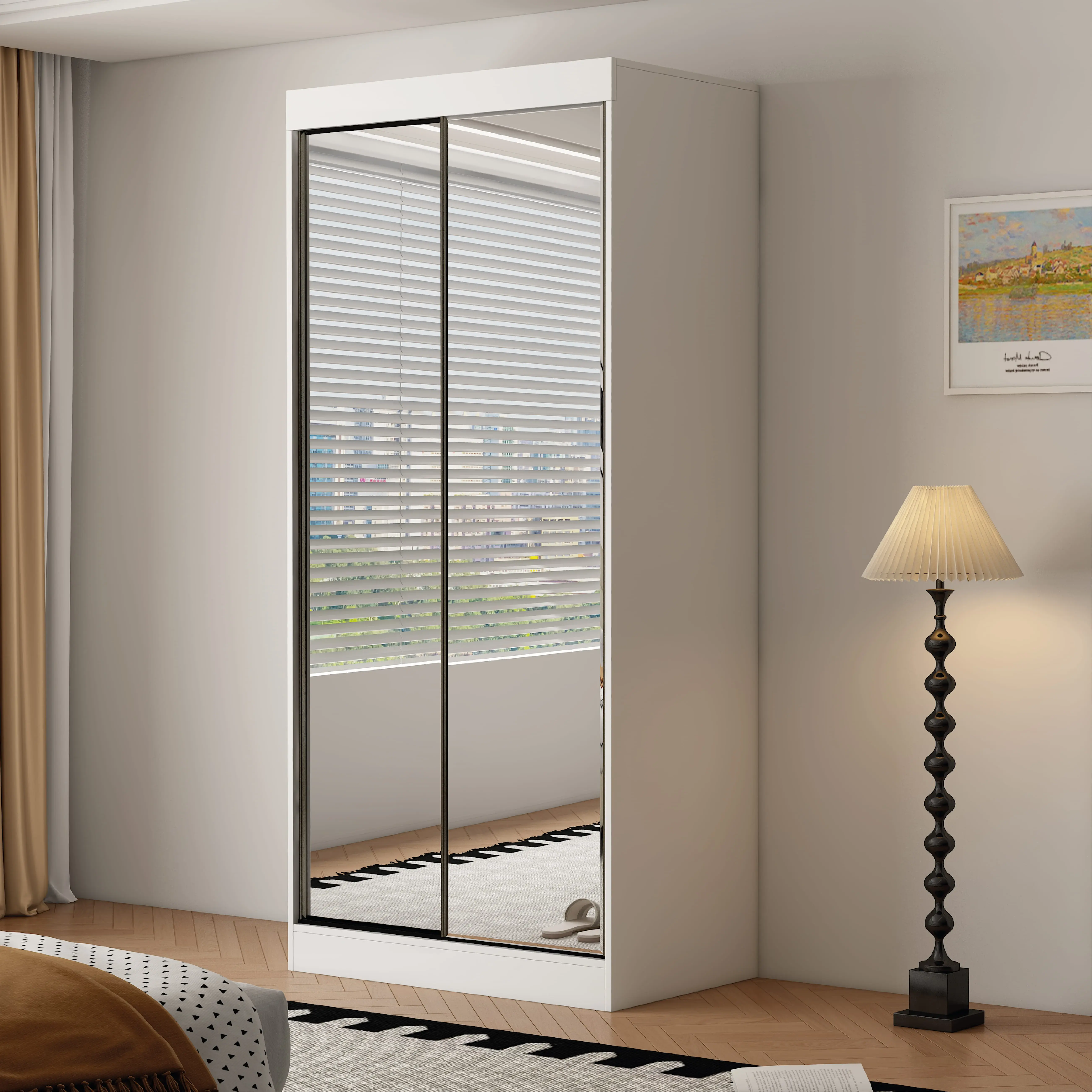 Oracle 2 Door Full Mirror 100CM  sliding wardrobe