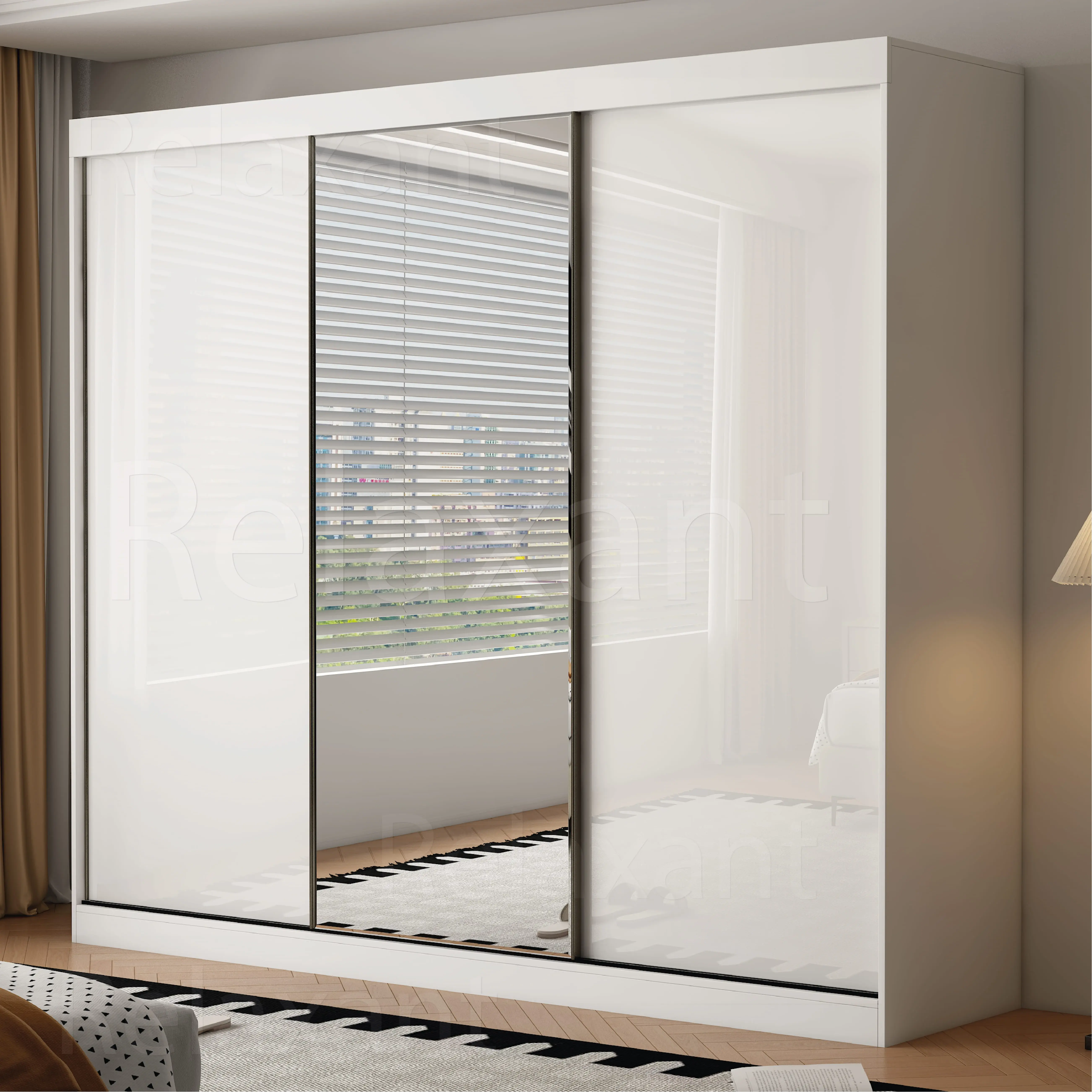 Pacific 3 Door Gloss White 250CM  sliding wardrobe