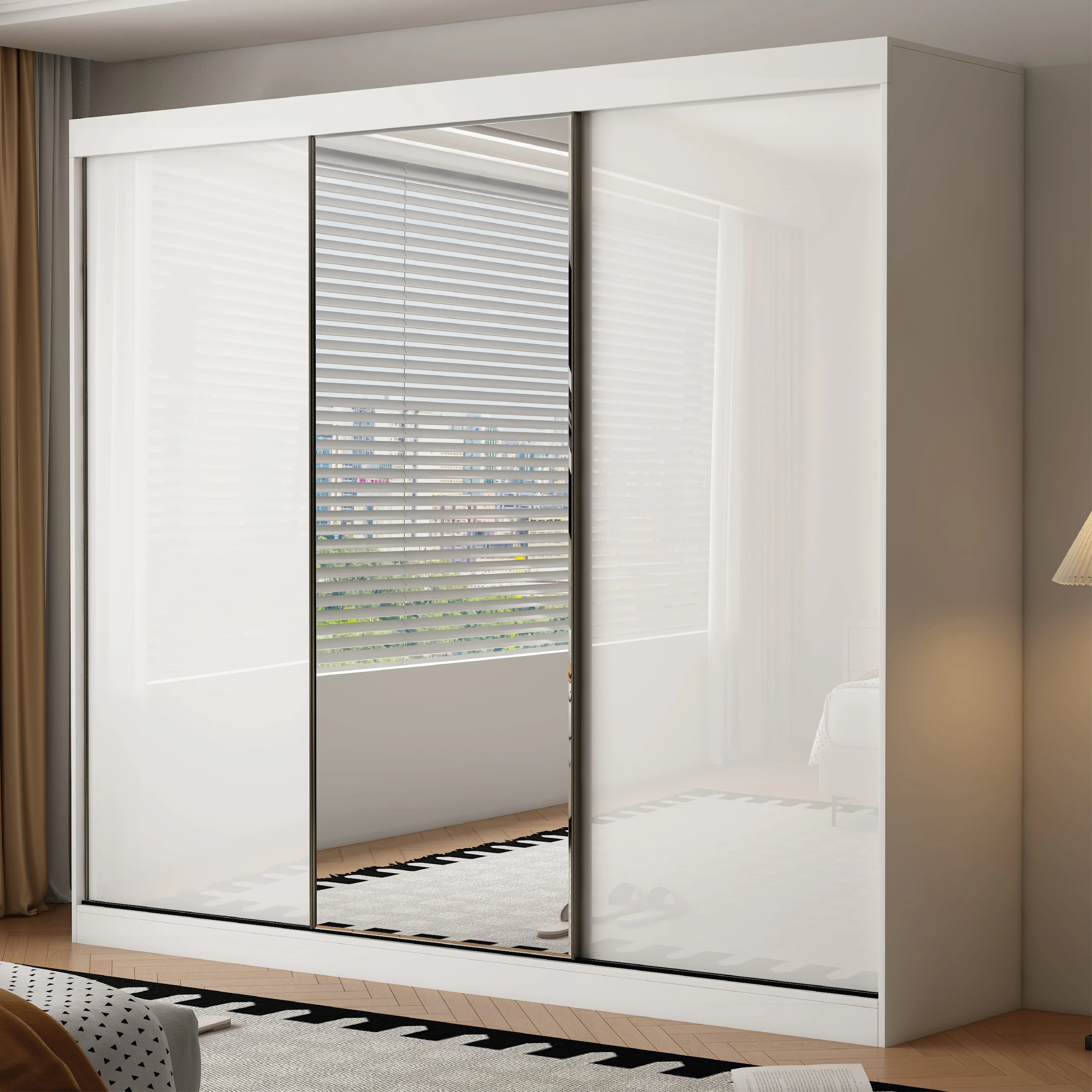 Pacific 3 Door Gloss White 250CM  sliding wardrobe