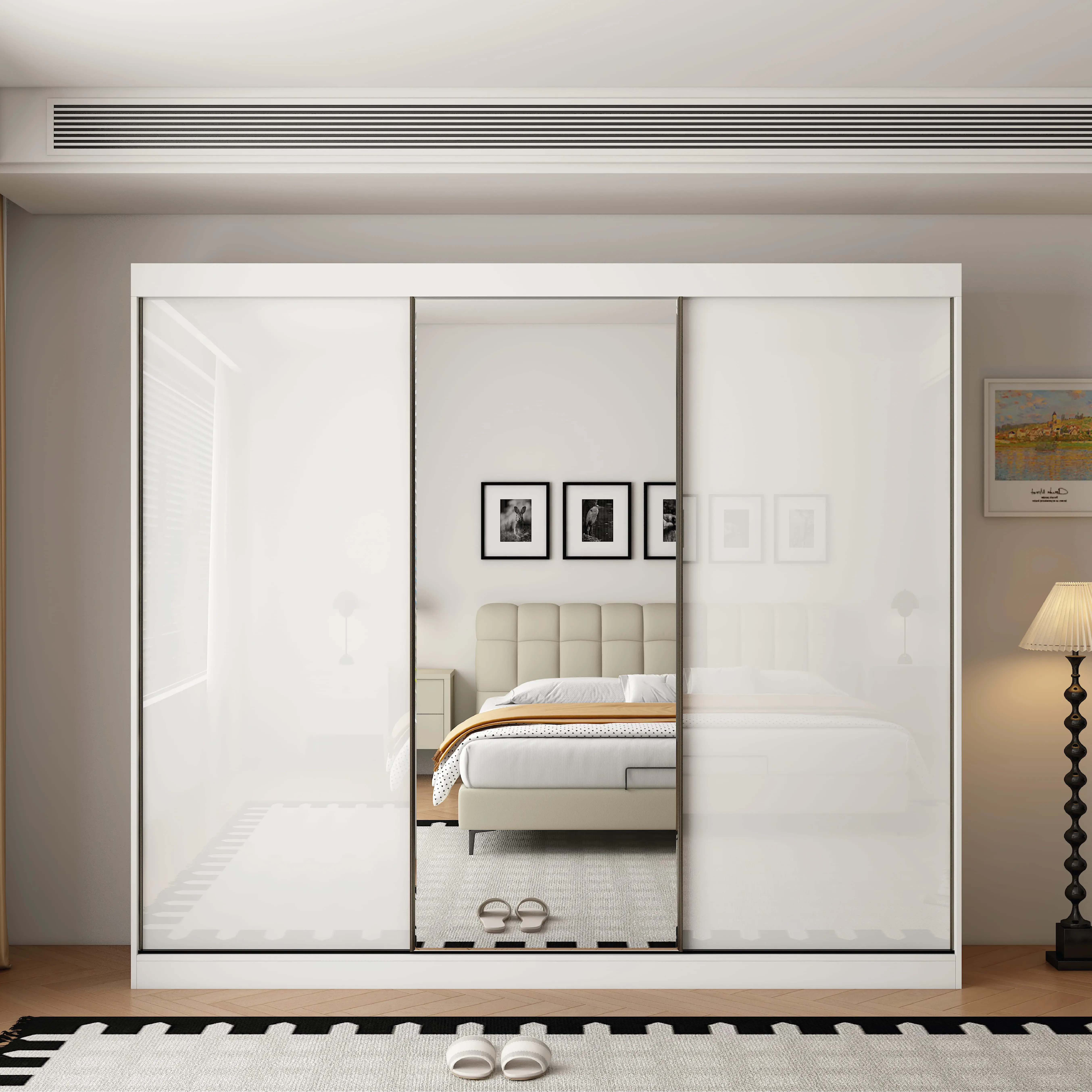Pacific 3 Door Gloss White 250CM  sliding wardrobe