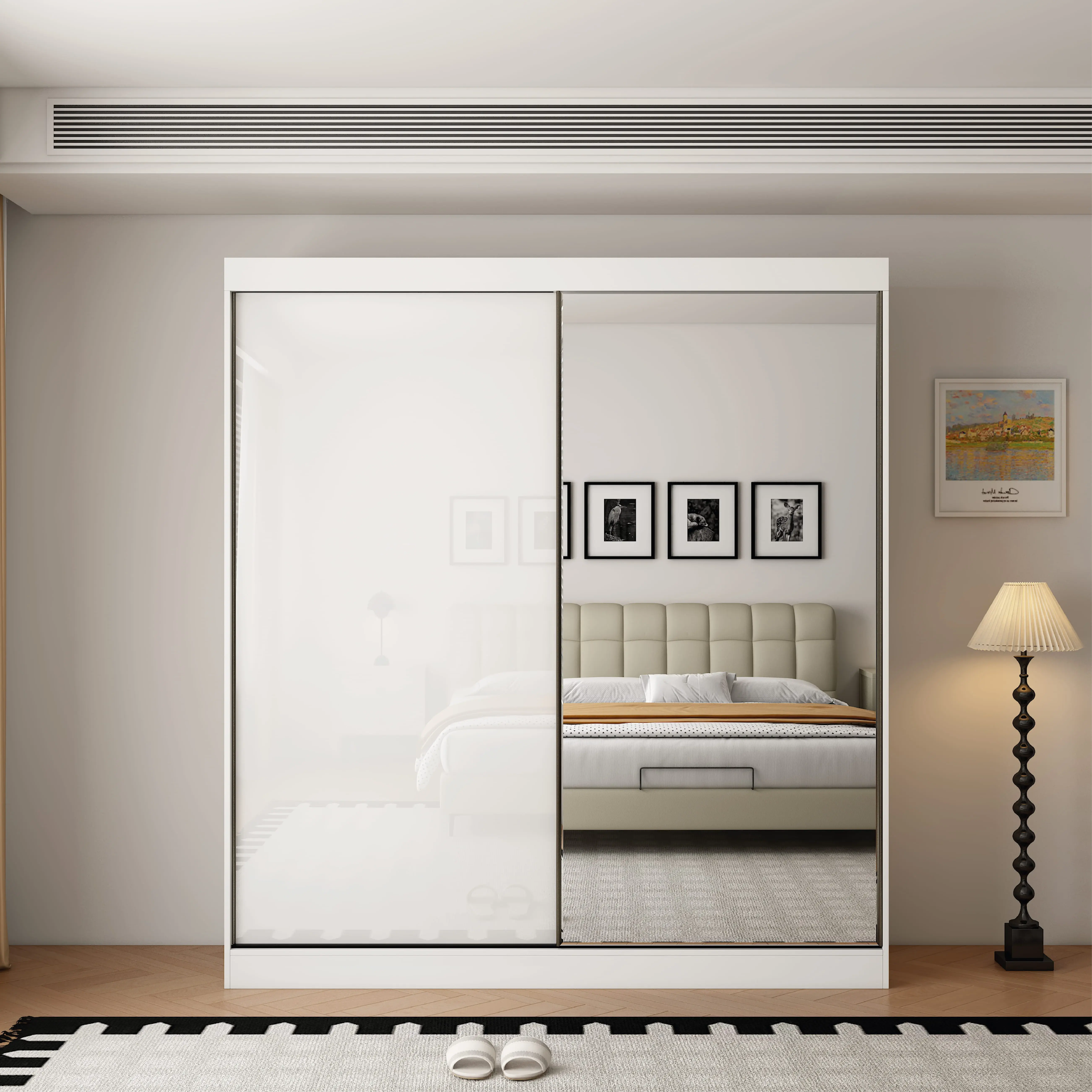 Pacific 2 Door Gloss White 200CM  sliding wardrobe