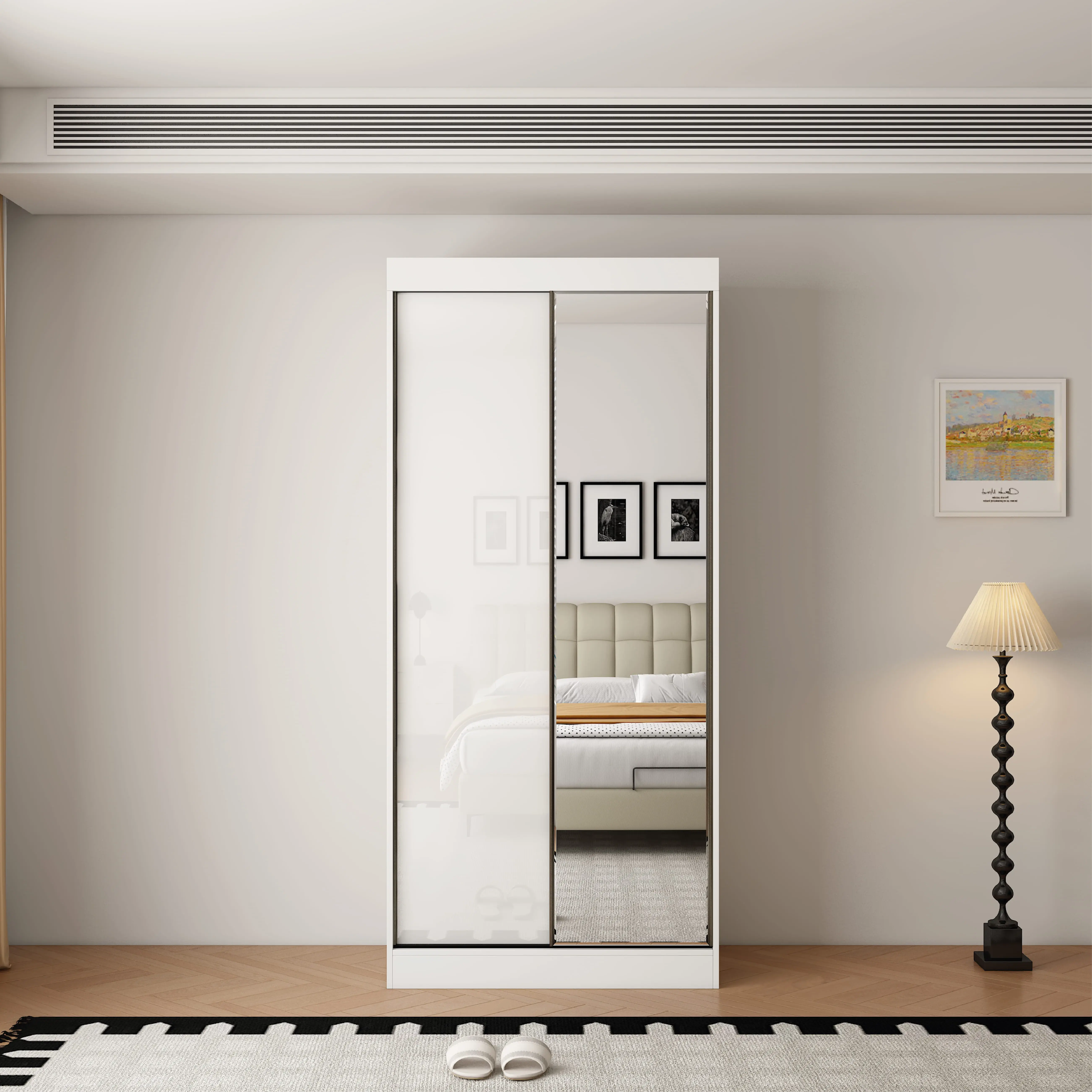 Pacfic 2 Door Gloss White 100CM  sliding wardrobe